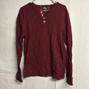SUPERDRY Men’s Heritage Grandad Henley Long Sleeve Shirt Size X-Large
